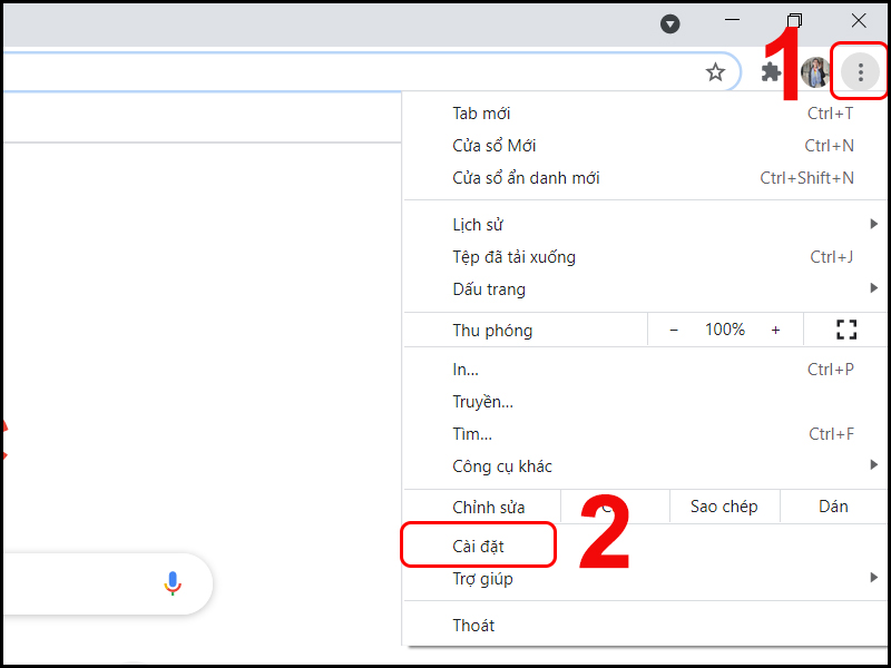Truy cập v&agrave;o mục c&agrave;i đặt tr&ecirc;n Google Chrome